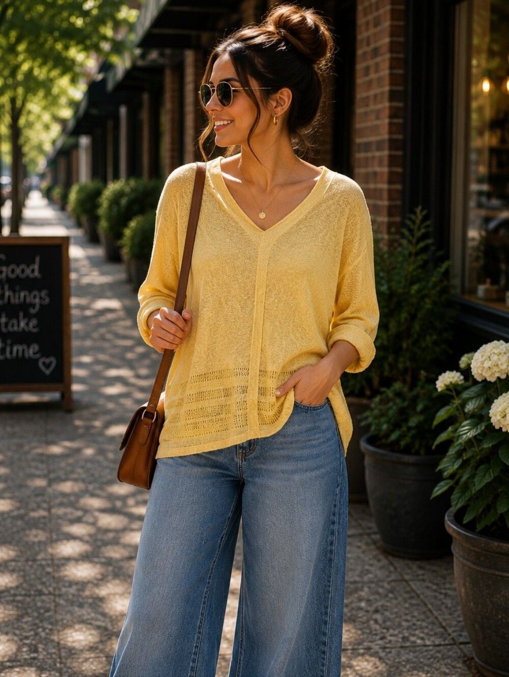 Rachel Zoe Yellow Lightweight Sweater